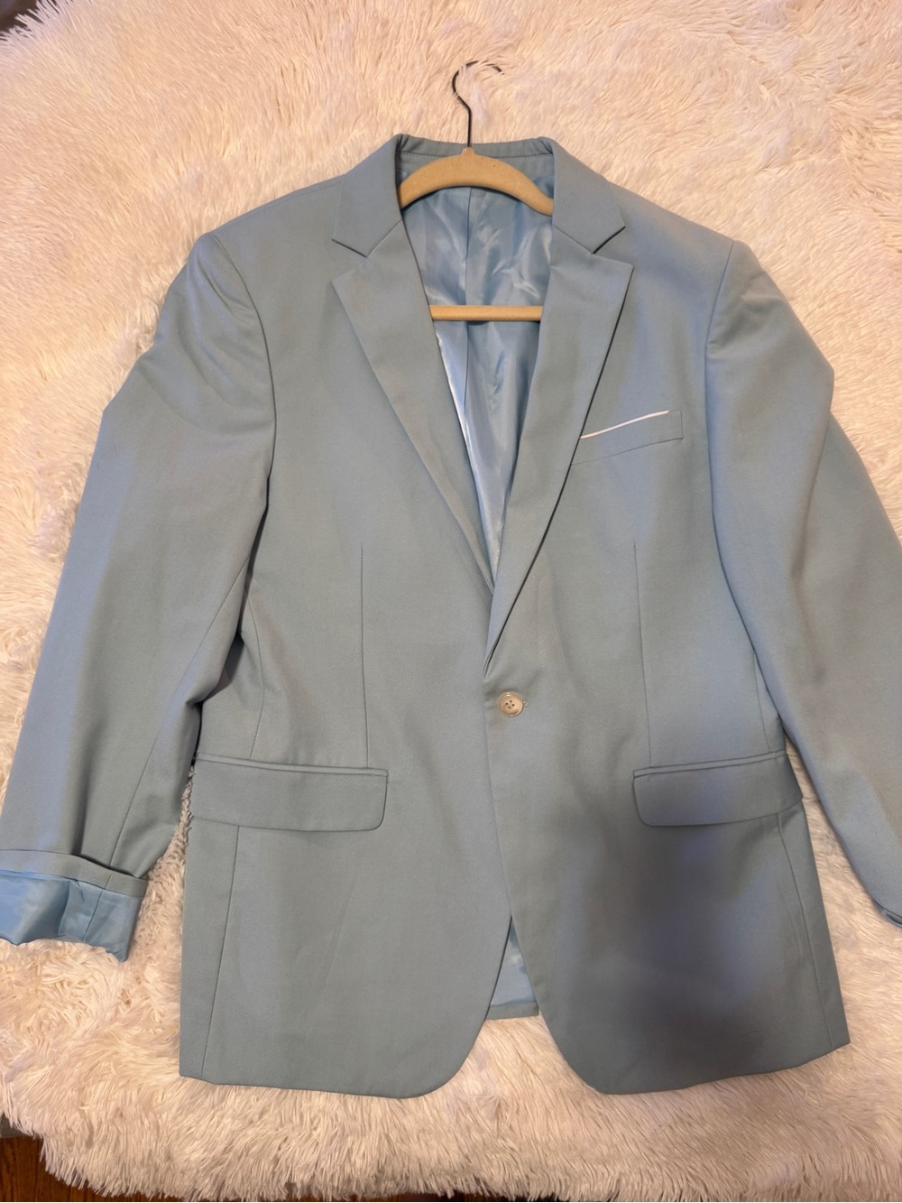 Men's Light Blue Single-Breasted Blazer